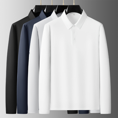 春秋季长袖暗门襟无痕休闲POLO衫