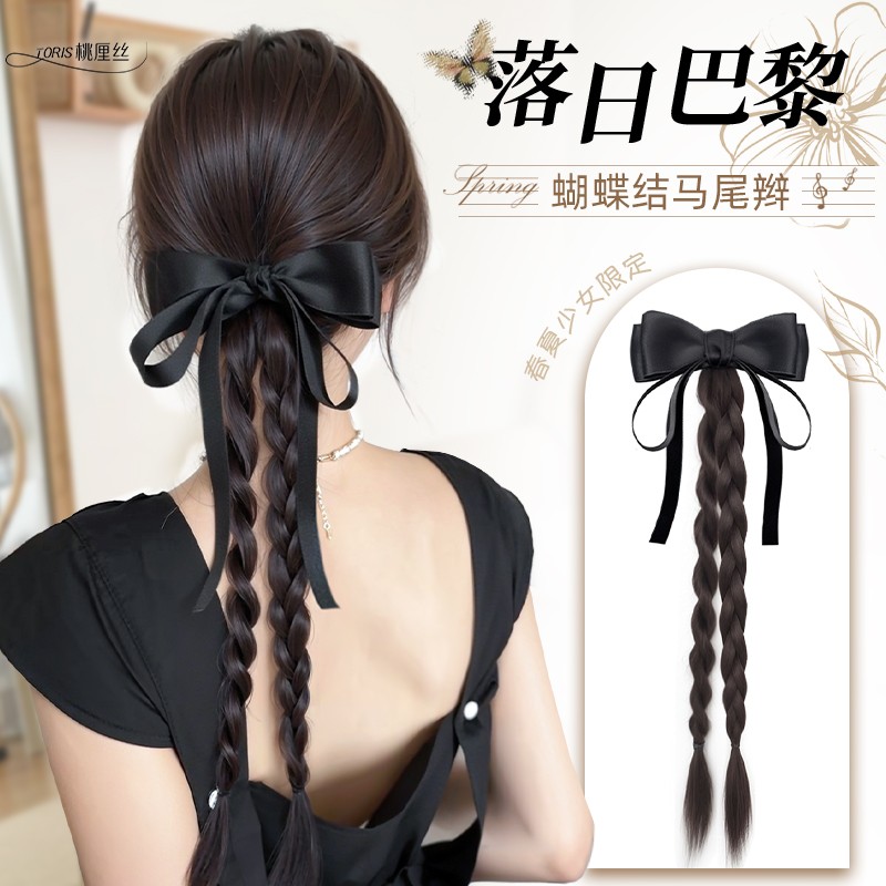假发女款抓夹蝴蝶结飘带马尾辫