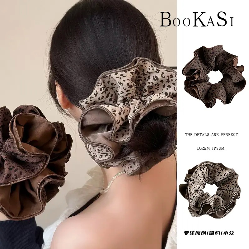 秋冬豹纹美拉德气质大肠发圈