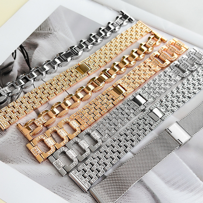 手表带女士钢细链适用小绿