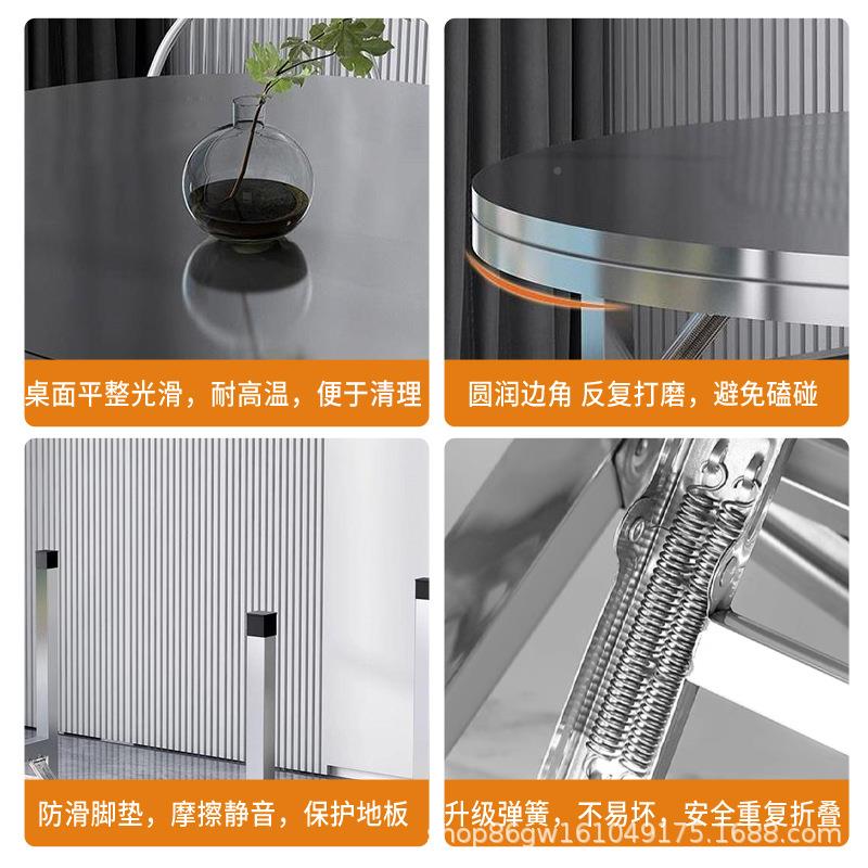 3腿8酒加厚不锈钢叠圆桌子户外客厅经济型家用折餐TCI桌席圆桌