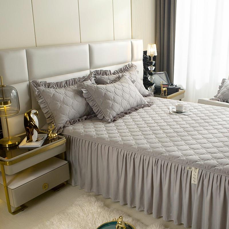 爆款件亲磨肤毛床罩床裙三套8防滑床垫保护罩四624季款1.m单双人