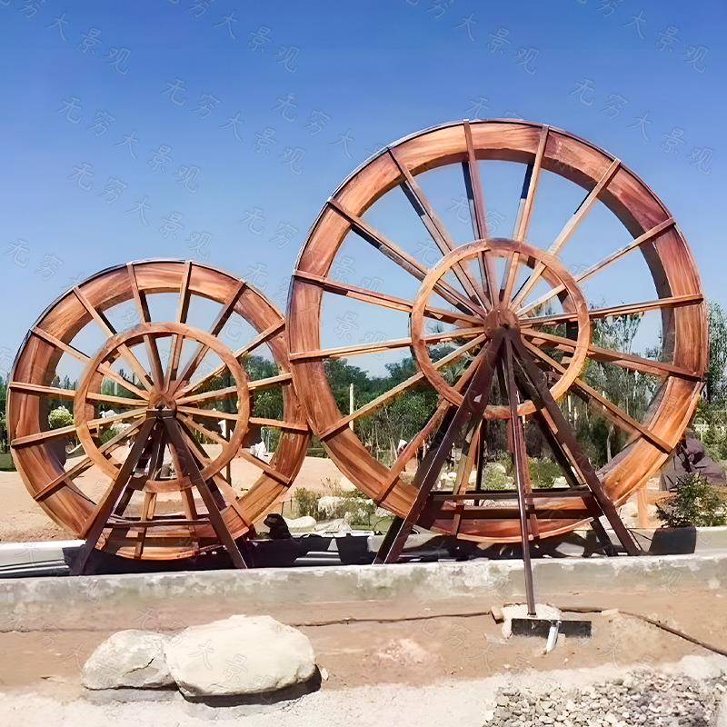户外景观防560腐木区质车水车公园庭院脚踩园林水轮景美化装饰摆