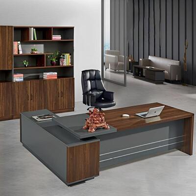 轻奢老经板桌组椅合董事长公室单人台金粉胡桃理桌子家具办商务