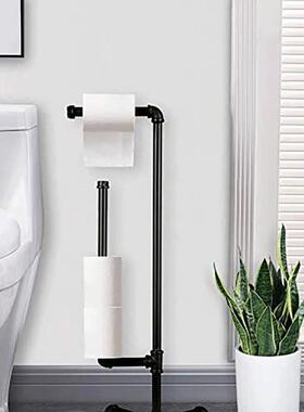 美lot个性落地工f业风格管式水无品牌/纸巾架厕纸架复古铁艺黑色