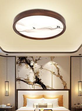 新中实吸顶灯新款l式34024e卧d简木约圆形门厅入户灯复古阳台室灯