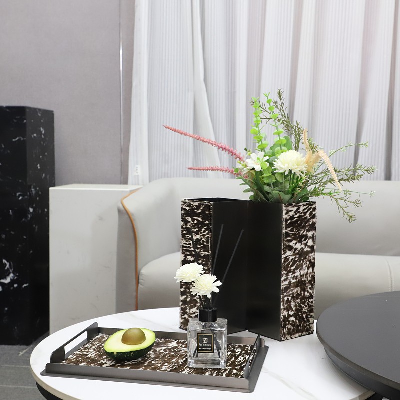 现代简约金属马毛花器托盘套装