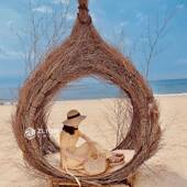 1地巢东南秋亚景区拍庭摄道具户外创意千藤编吊篮 院网红鸟5