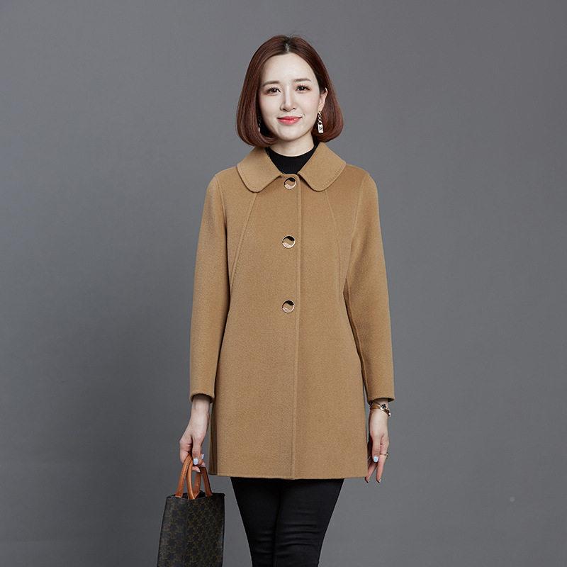 20ZZM-L26223新款妈妈双面羊绒呢女大衣女秋冬子码时尚大中长款纯
