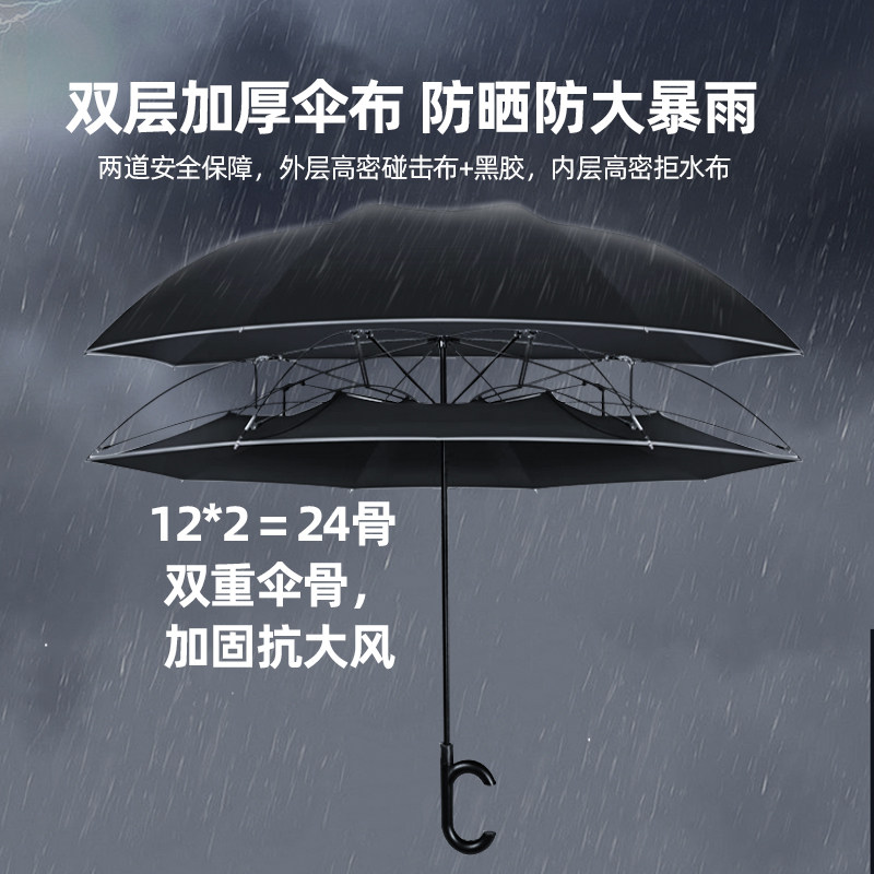 ?号双层反向雨伞自动长柄女晴雨两用遮阳男双三人车载24骨加