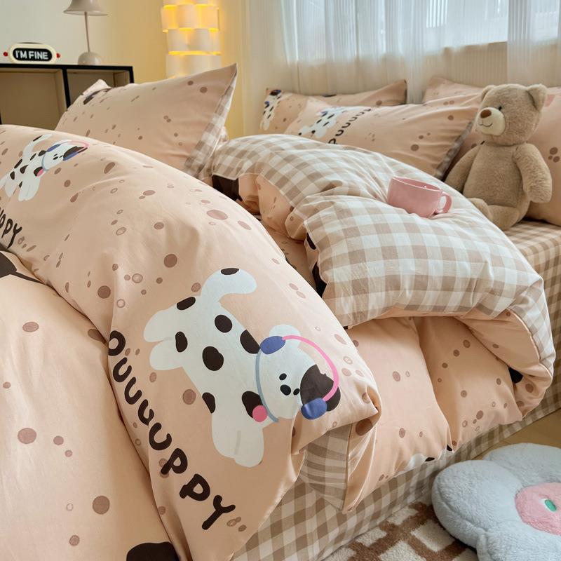 简棉四件套小清新宿卡舍纯棉床单965全被套约三件套床上通被罩子