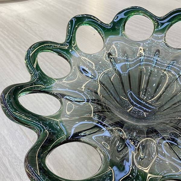 设计师简约现代厚重玻璃水果盘客厅茶几餐桌面创意琉璃样板间摆盘