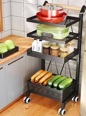 厨菜篮子物架落地移房动多功能可54746放水果蔬菜收纳家用置可拆