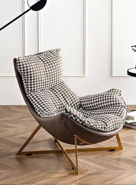 意式千轻奢鸟格单人沙发SIN椅客壳阳台蛋椅网红懒人休闲椅金厅属