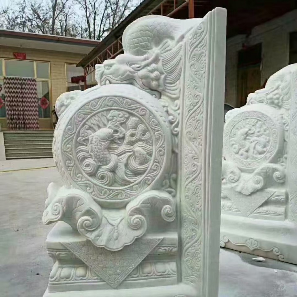 别墅庭院汉白玉抱鼓门墩