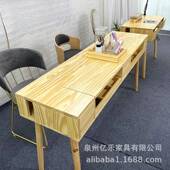 原木210日式 美甲桌实木单双甲双美甲台层收人纳美工作台桌椅 俄式