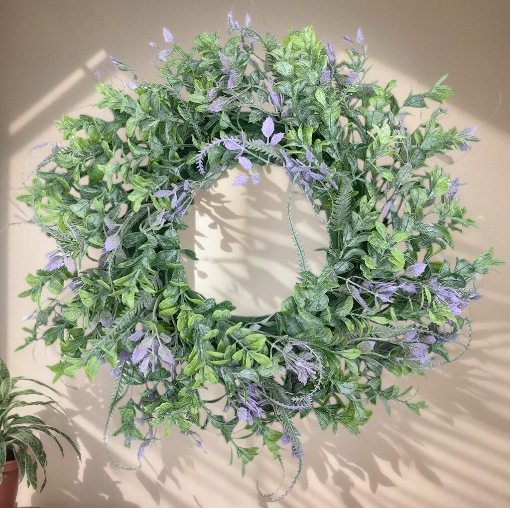仿真花环门饰美式植毛 薰衣草花环 婚庆用品亚马逊草门环双子草环