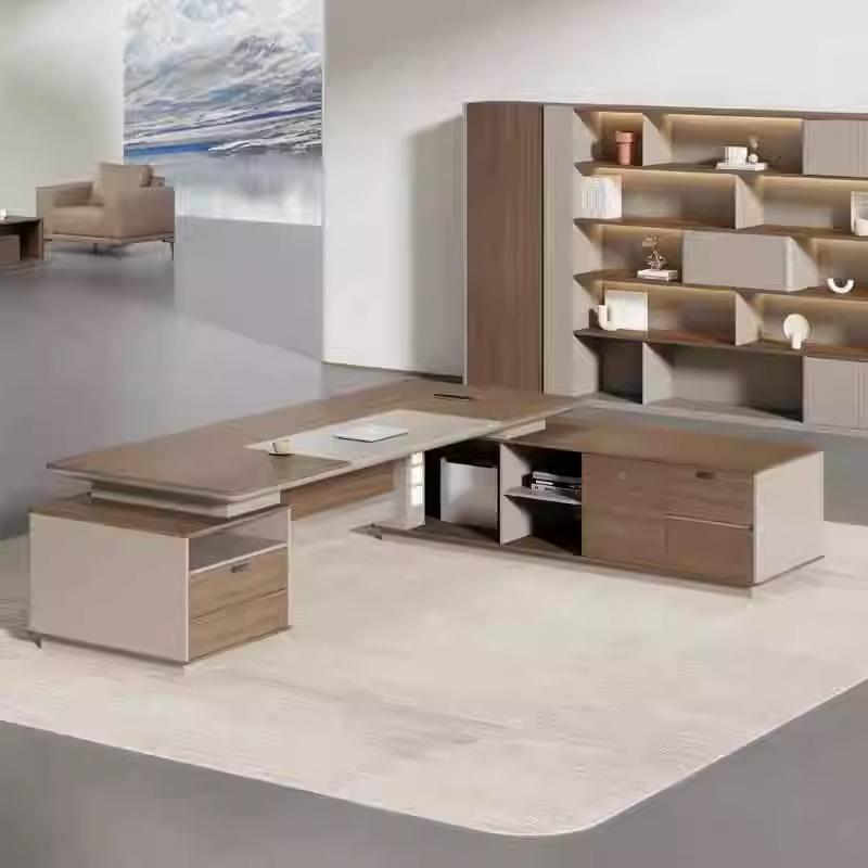 老椅板办公桌经简现代高档轻奢办公室WLZY高端理桌主管桌总约裁桌