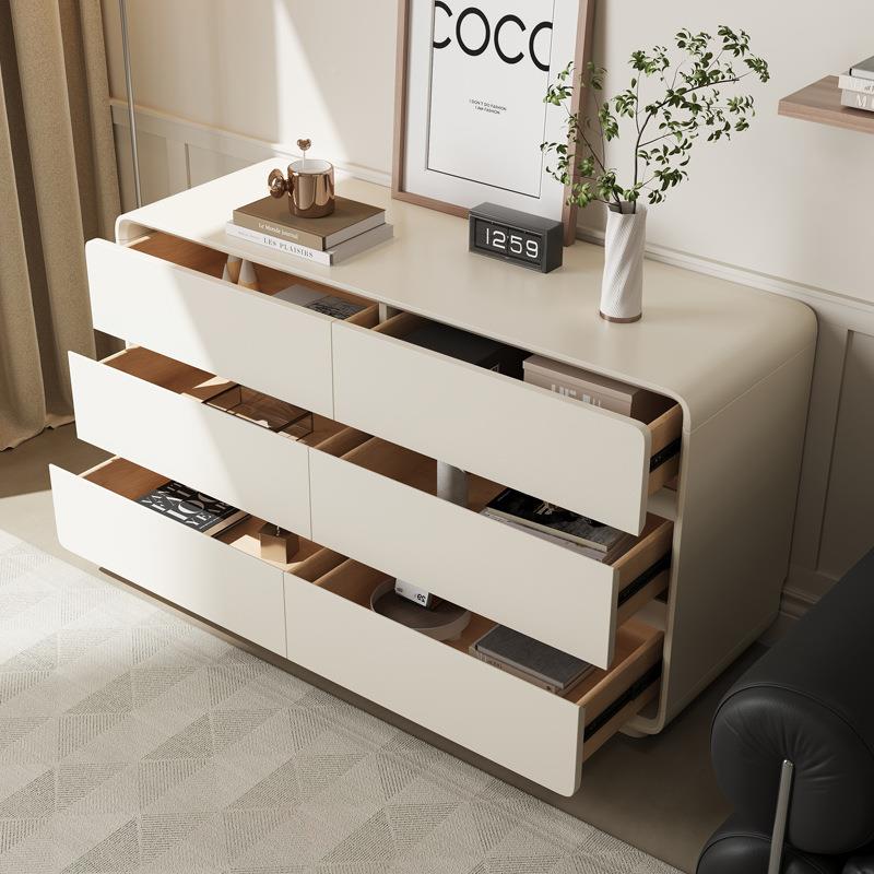 木斗柜奶油风卧床尾柜大AKG实容量简约收纳柜客厅靠墙屉柜抽八室