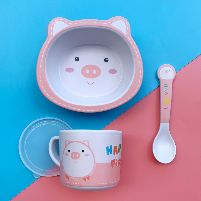 卡通儿童餐具套装家用幼儿园宝宝辅食餐盘吸盘式婴儿碗勺儿童杯子