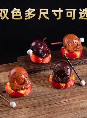 楠木木鱼法器实木家用寺庙大号木鱼打击乐器静心解压音质清脆一套