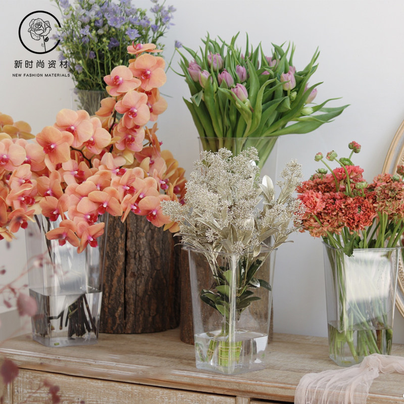 方形鲜花花桶塑料养花桶透明塑料花桶花店压克力插花桶鲜花收纳桶,鲜花速递/花卉仿真/绿植园艺,花瓶,淘宝优惠券,粉丝福利购,淘宝优惠卷