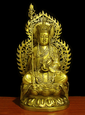 地藏王菩萨铜像释迦牟尼佛像观音菩萨娑婆三圣纯铜佛像摆件