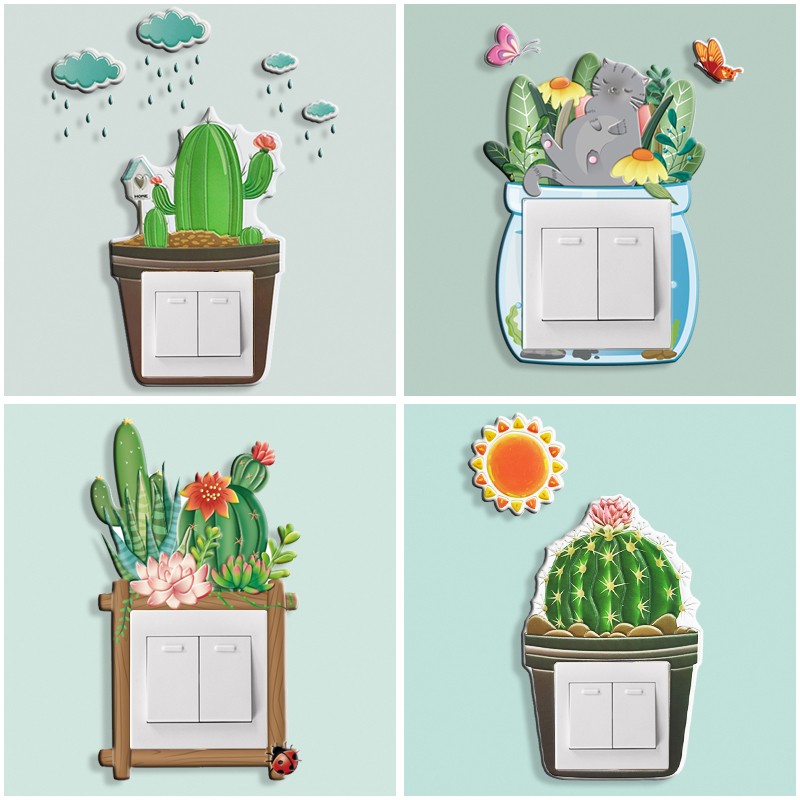 开关边框套装饰墙贴保护套墙壁插座遮挡贴纸遮丑创意夜光灯开关贴