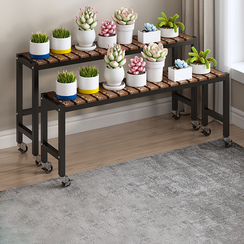 2024新款阳台花架长条凳移动带轮加宽植物花架子客厅落地式置物架
