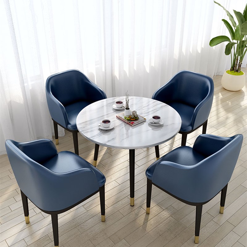 轻奢售楼处接待洽谈桌椅组合4S店一桌s四椅展厅休闲会客小圆桌椅