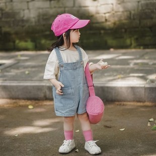 寶寶洋氣短褲 中小童褲 女童牛仔背帶褲 子2022新款 男童休閑褲 夏季