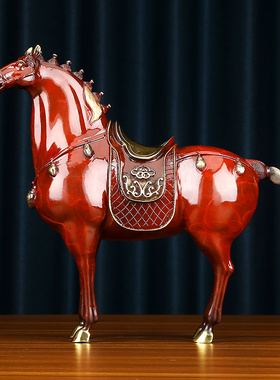 纯铜马摆件唐马到成功中式客厅玄关办公室桌面摆放乔迁开业礼品