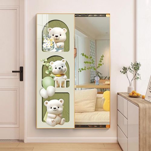 网红北卧欧网红熊客厅暗藏式推拉全镜子玄关室衣帽间隐身形穿衣镜