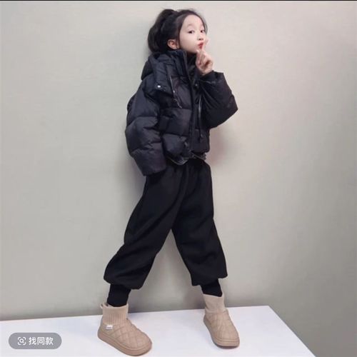 2024冬季新款女童连帽羽绒服中大童女孩短款加厚假两件面包服外套