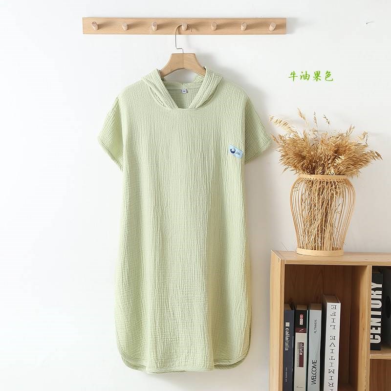 新品少儿绉纹纱布连帽斗篷无袖可穿浴巾浴袍卫衣毯