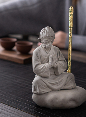 水泥齐天大圣孙悟空鱼缸造景装饰摆件中式水族沉水人物底座装饰品