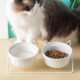 猫碗陶瓷大猫食盆双碗斜口狗狗碗护颈喝水喂食一体防打翻猫咪用品