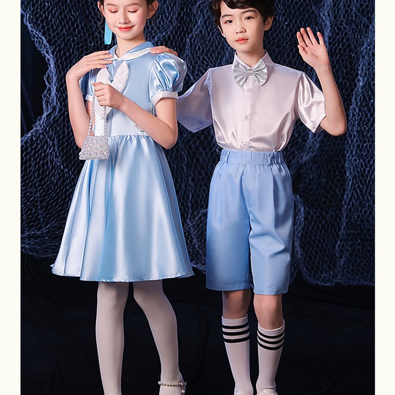元旦儿童合唱演出服中学生小学生大合唱团男女童朗诵表演比赛服装