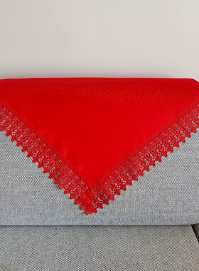 大红色喜庆组合沙发巾结婚万能盖巾通用型靠背巾防尘罩布艺扶手巾