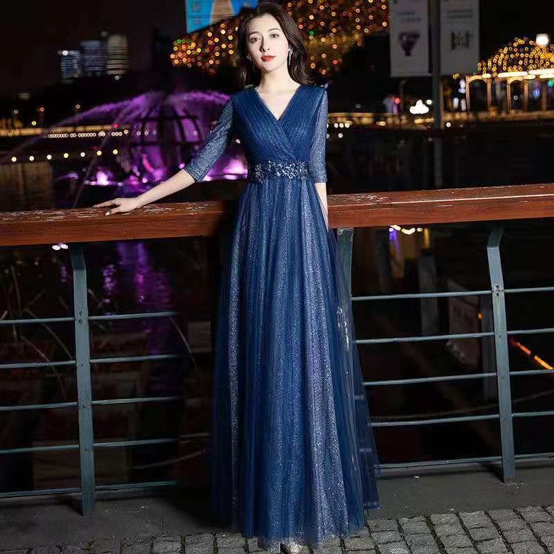 新款大合唱晚礼服主持人服装合唱团朗诵比赛服装古筝艺考演出服装