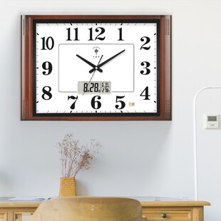 北极星大尺寸客厅挂钟方形时尚石英钟创意电子万年历日历家用钟表