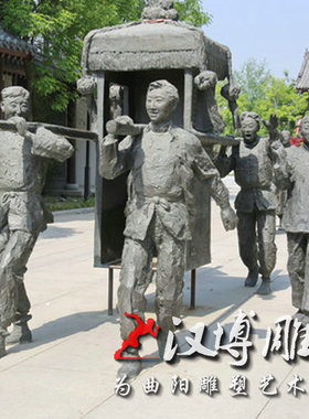 玻璃钢仿铜人物雕塑商业步行街民俗娶亲主题雕塑铜雕人物可定制做