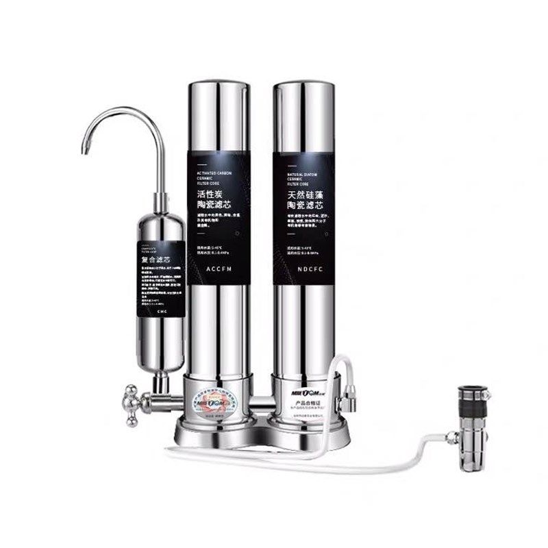 史蒂夫净水器家用直饮自来水过滤器台式不锈钢陶瓷芯可清洗不用电