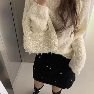 大码毛呢半身裙女2024新款冬季加厚a字裙胖mm显瘦遮肚子黑色短裙