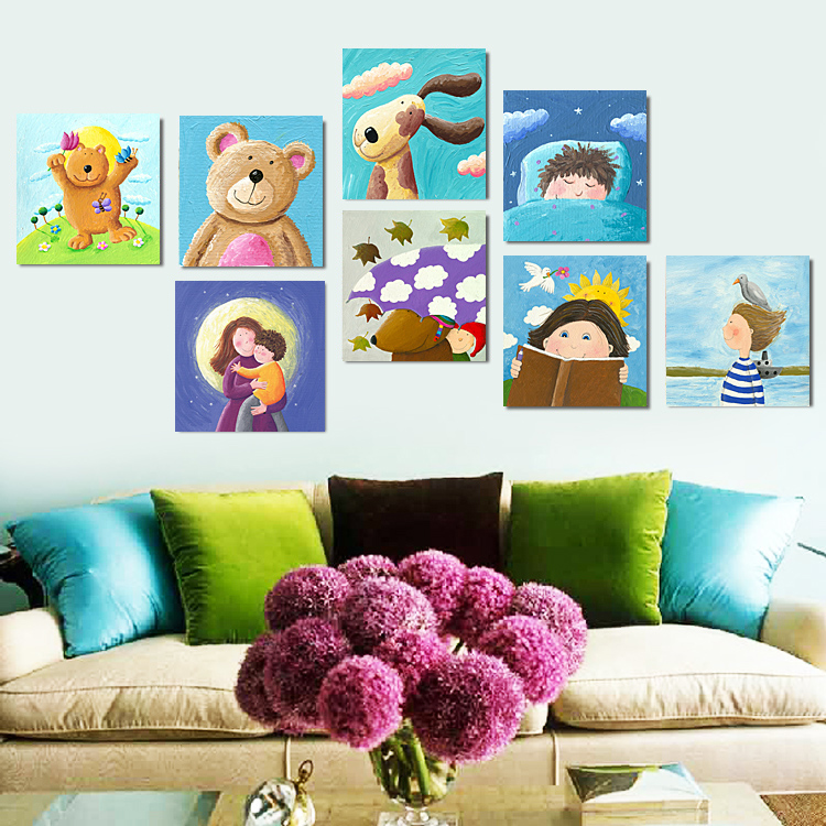 温馨儿童房装饰画清新卡通挂画卧室壁画餐厅墙画婴儿房小孩无框画