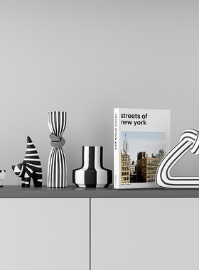 速发黑白轻奢合档艺术组高抽象摆件客酒厅柜办公室创意家居桌面装