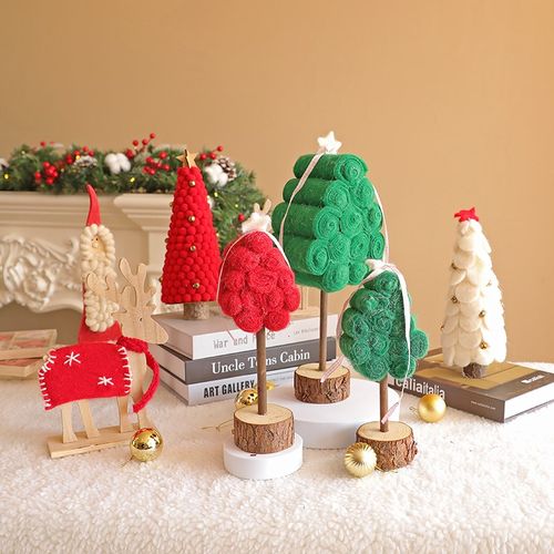 速发圣诞节装饰品麋鹿围人桌面店面圣景氛老布置迷你场诞树毡摆件