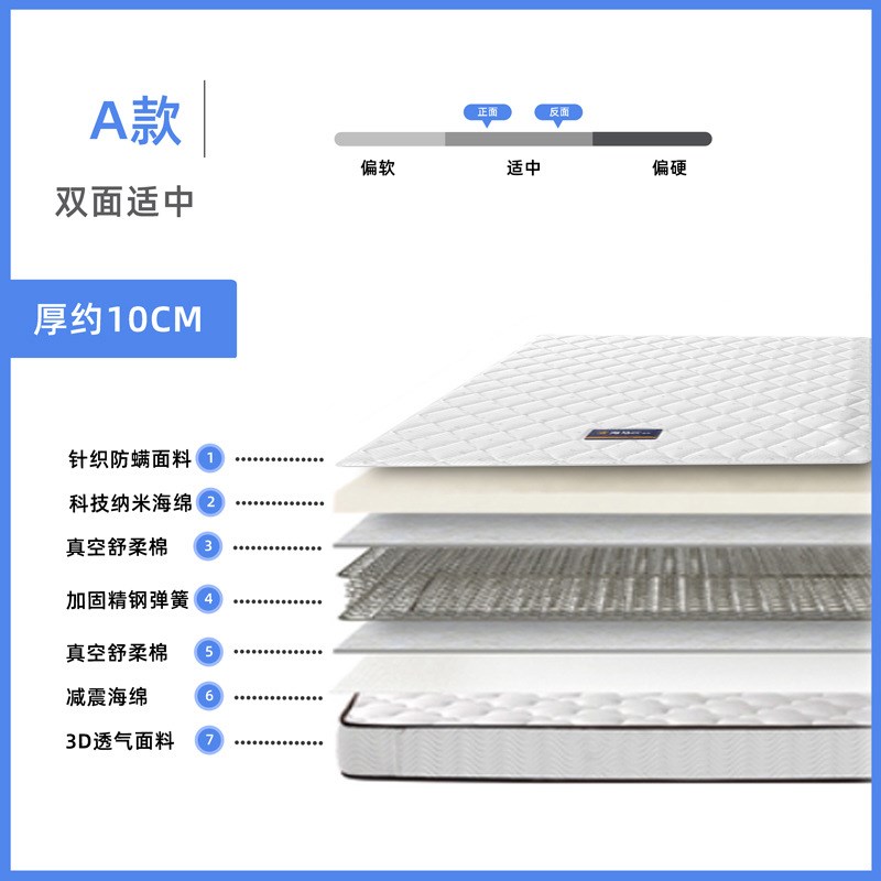 速发XEI高软床垫15cm厚弹簧薄款12公分10厘乳米胶矮簧箱垫1.8m/硬