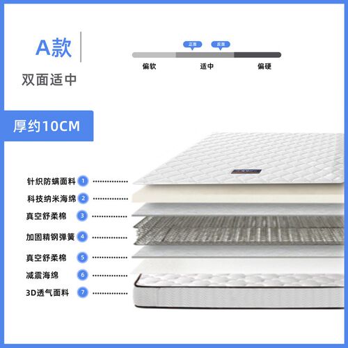 速发XEI高软床垫15cm厚弹簧薄款12公分10厘乳米胶矮簧箱垫1.8m/硬