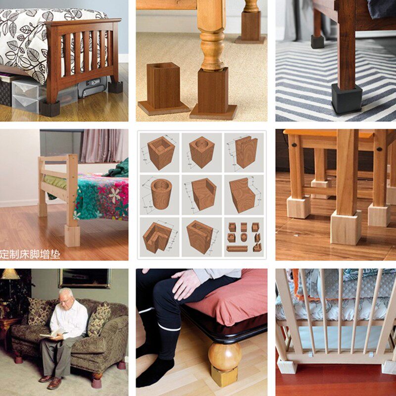 速发桌腿增高神器床腿垫高木块沙发脚家具支撑脚松木柜脚桌腿